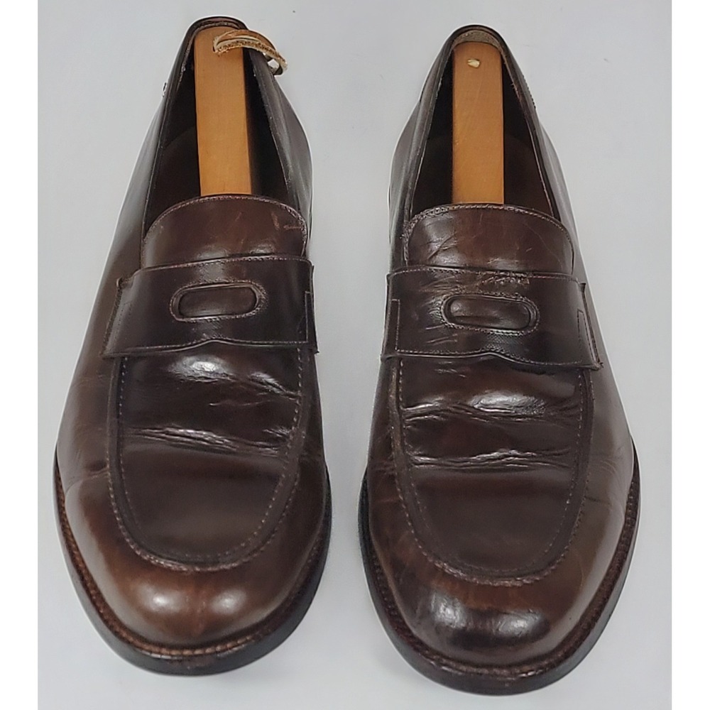 Beckett Simonon Slip On Penny Loafers Brown Thick Leather Men's Size 11.5